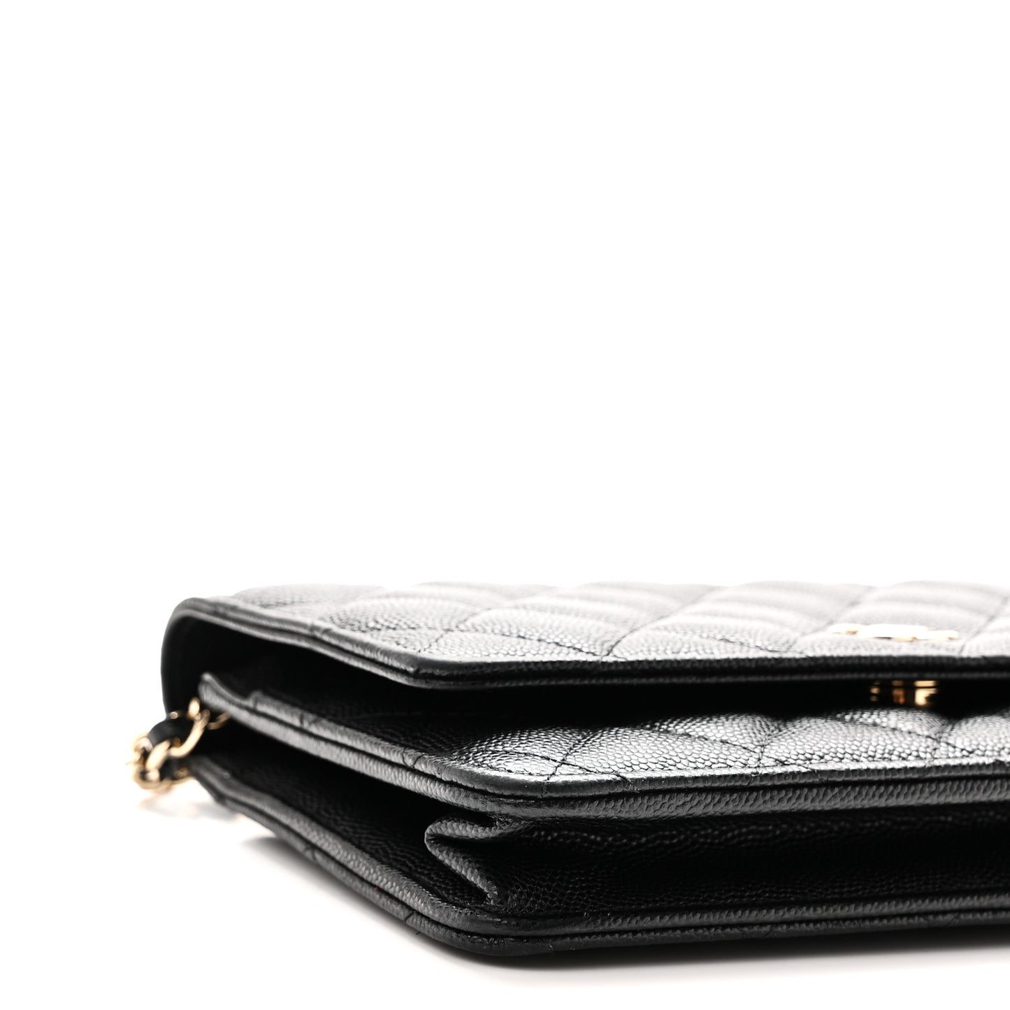 Caviar Quilted Wallet With Charms On Chain WOC Black
