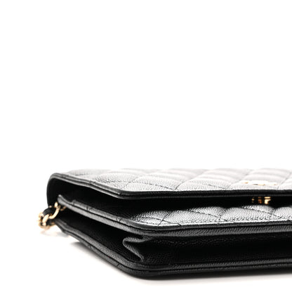 Chanel Caviar Quilted Wallet With Charms On Chain WOC Black 10 of 11