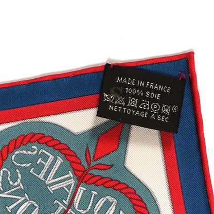Hermes Silk Zouaves Et Dragons Scarf 90 Gris Bleu Cobalt 3 of 3