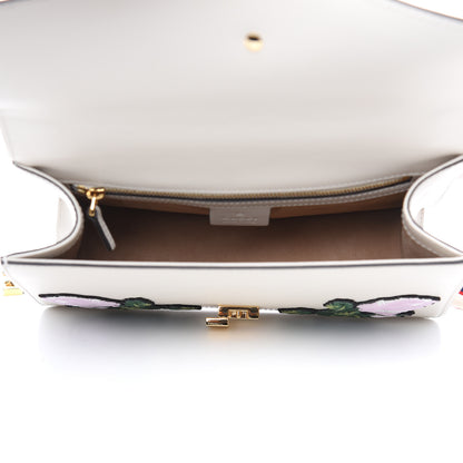 Gucci Calfskin Embroidered Small Sylvie Shoulder Bag White 5 of 10