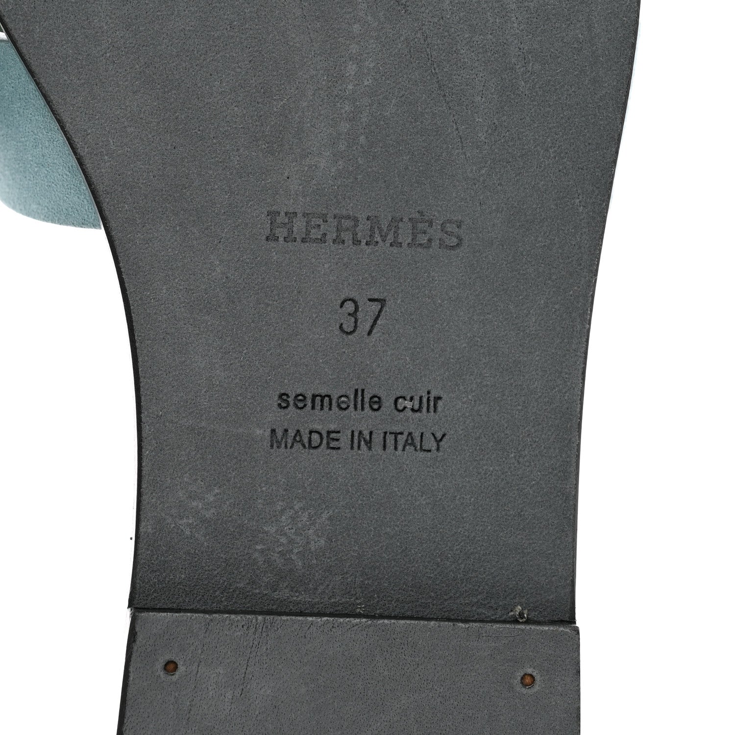 Hermes Suede Goatskin Oran Sandals 37 Vert D’eau Vert Anglais 6 of 9