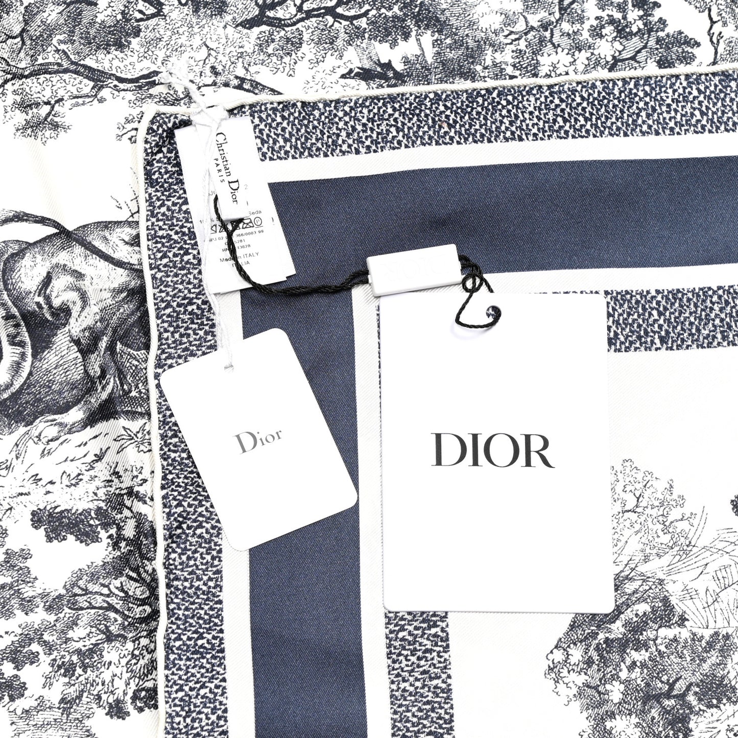 Silk Toile De Jouy Scarf Blue Marine