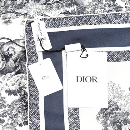 Christian Dior Silk Toile De Jouy Scarf Blue Marine 3 of 3