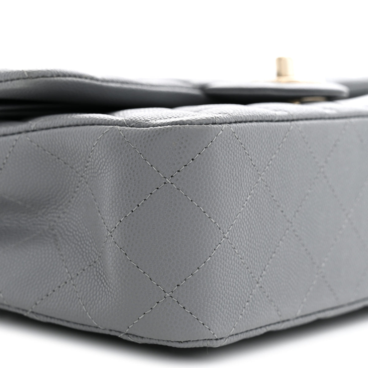 Caviar Quilted Medium Double Flap Grey