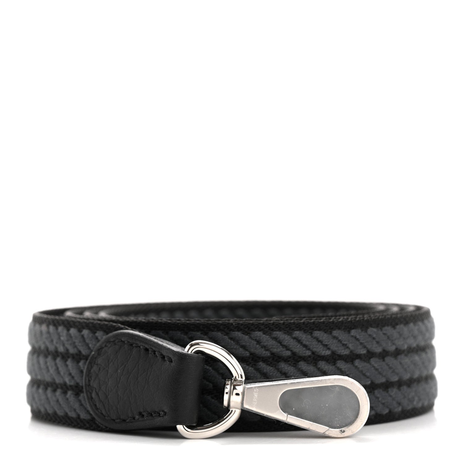 Hermes Toile Swift 25mm Sangle Cordage Shoulder Strap Black Gris Misty 1 of 4