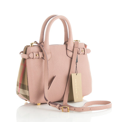 Burberry Grainy Calfskin House Check Small Banner Tote Pale Orchid 3 of 8