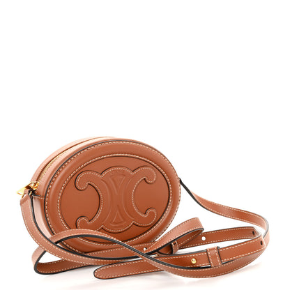 Celine Smooth Calfskin Cuir Small Triomphe Oval Crossbody Purse Tan 3 of 9