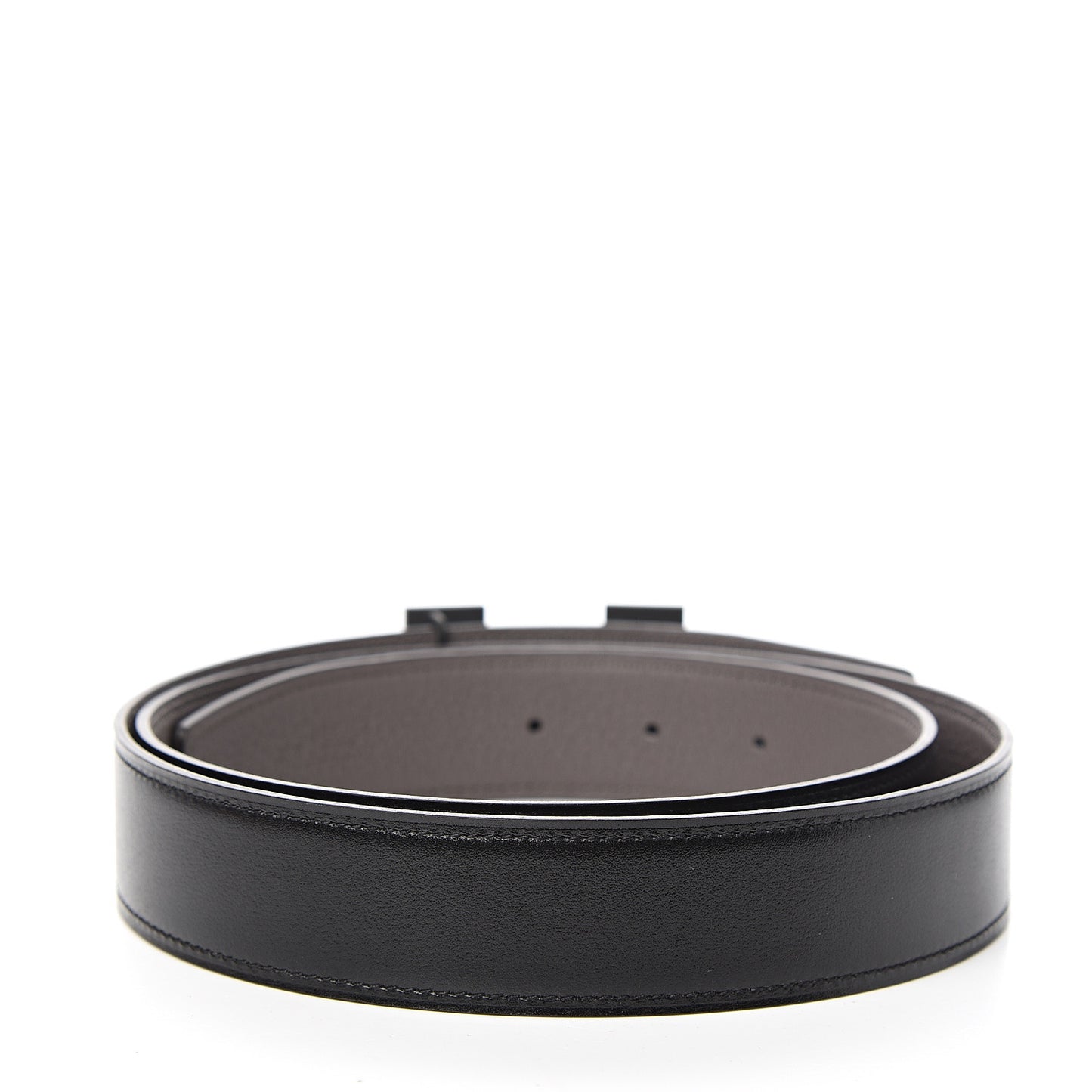 Box Taurillon Clemence 32mm H Belt 95 Black Etain