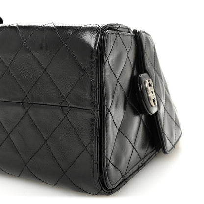 Chanel Shiny Crumpled Calfskin Quilted Small Chanel 25 Handbag Black 10 of 11