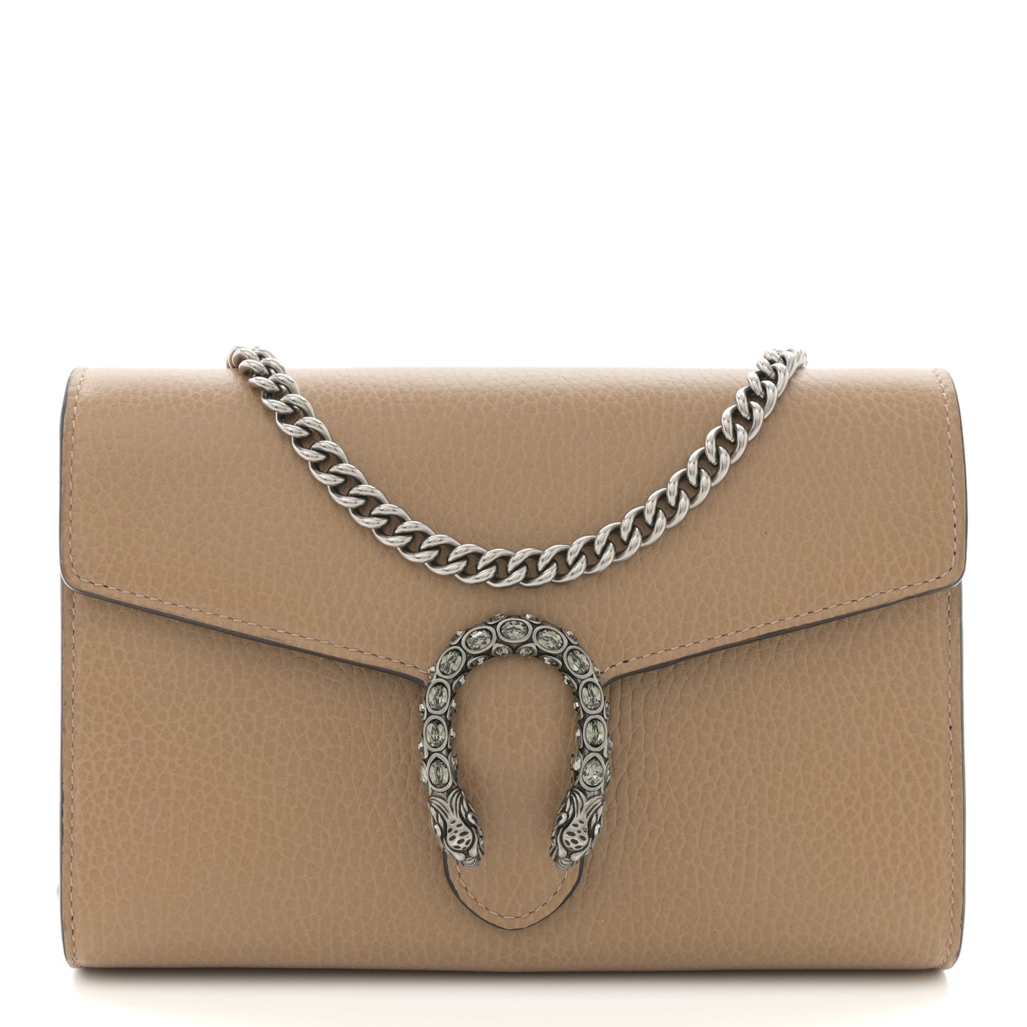 Dollar Calfskin Crystal Mini Dionysus Chain Wallet Natural Tan Black Diamond