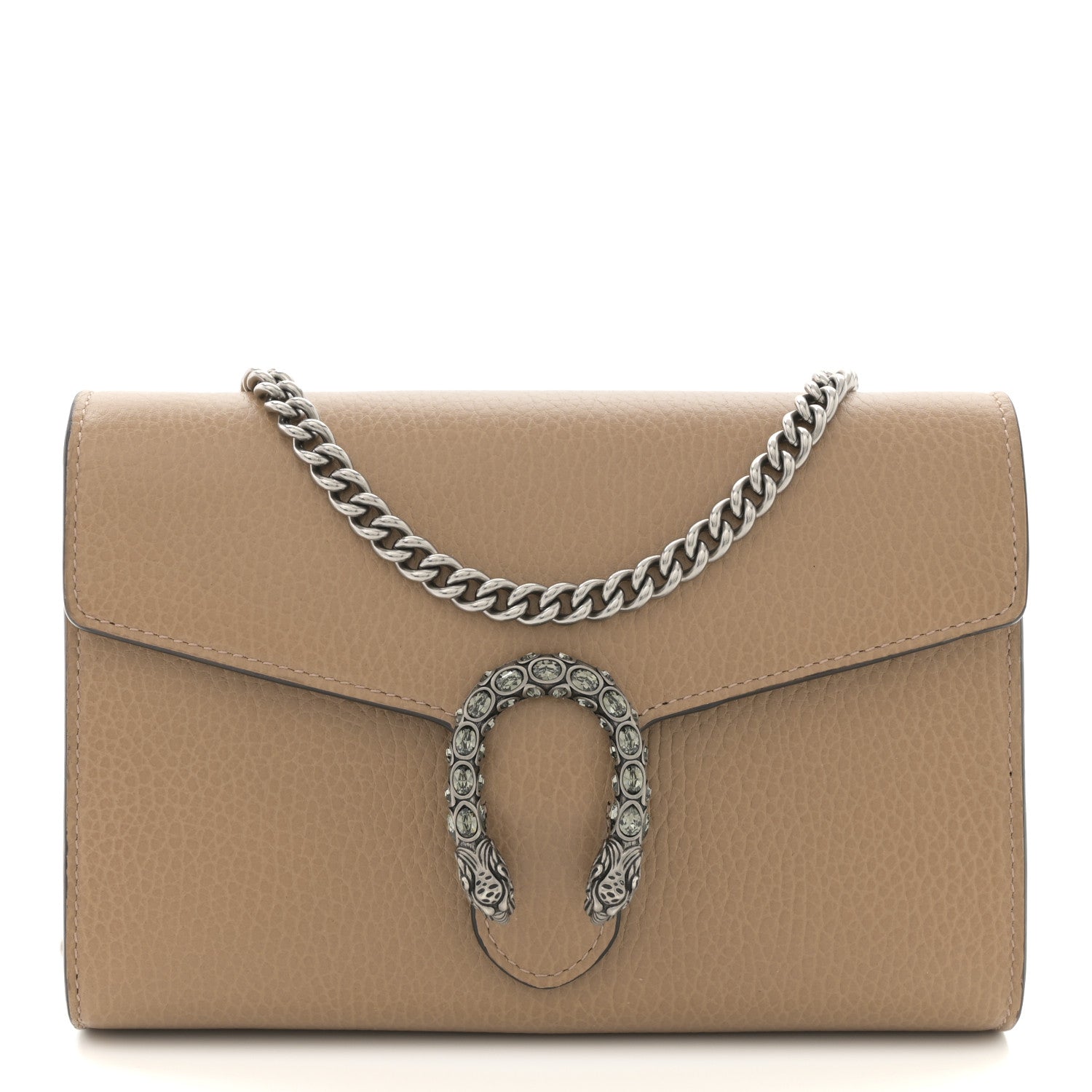 Gucci Dollar Calfskin Crystal Mini Dionysus Chain Wallet Natural Tan Black Diamond 1 of 10