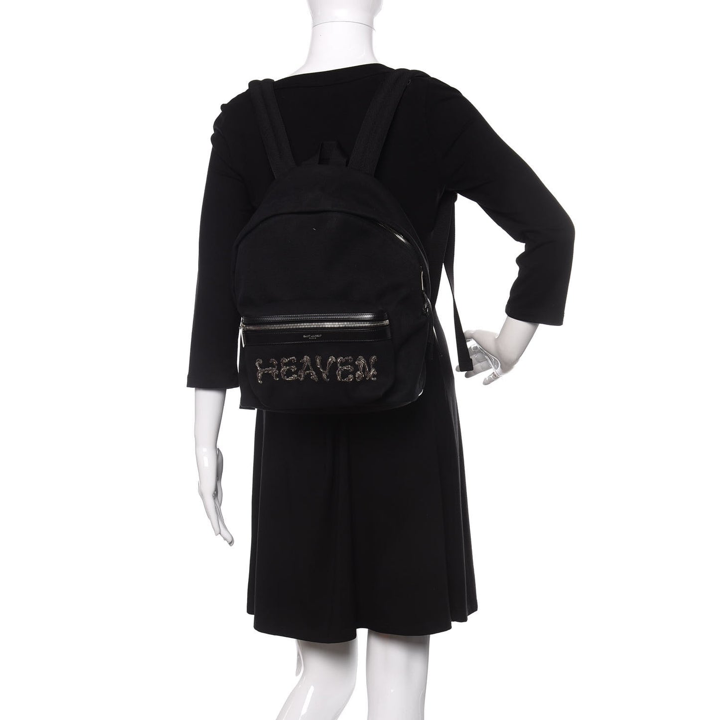 Canvas Signature Heaven Embroidered Mini City Backpack Black