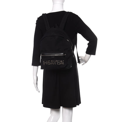 Saint Laurent Canvas Signature Heaven Embroidered Mini City Backpack Black 2 of 11