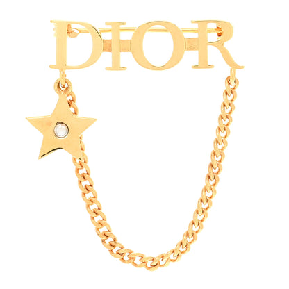 Christian Dior Metal Crystal Logo Dio(r)evolution Chain Brooch Gold 1 of 4
