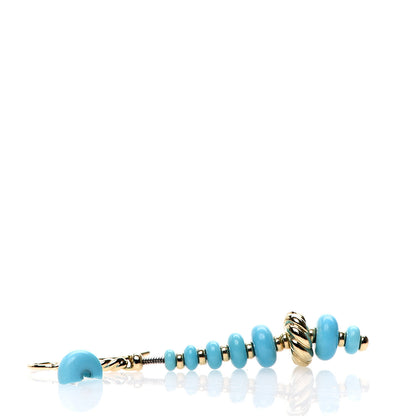 David Yurman 18K Yellow Gold Turquoise Rio Rondelle Drop Earrings 5 of 6