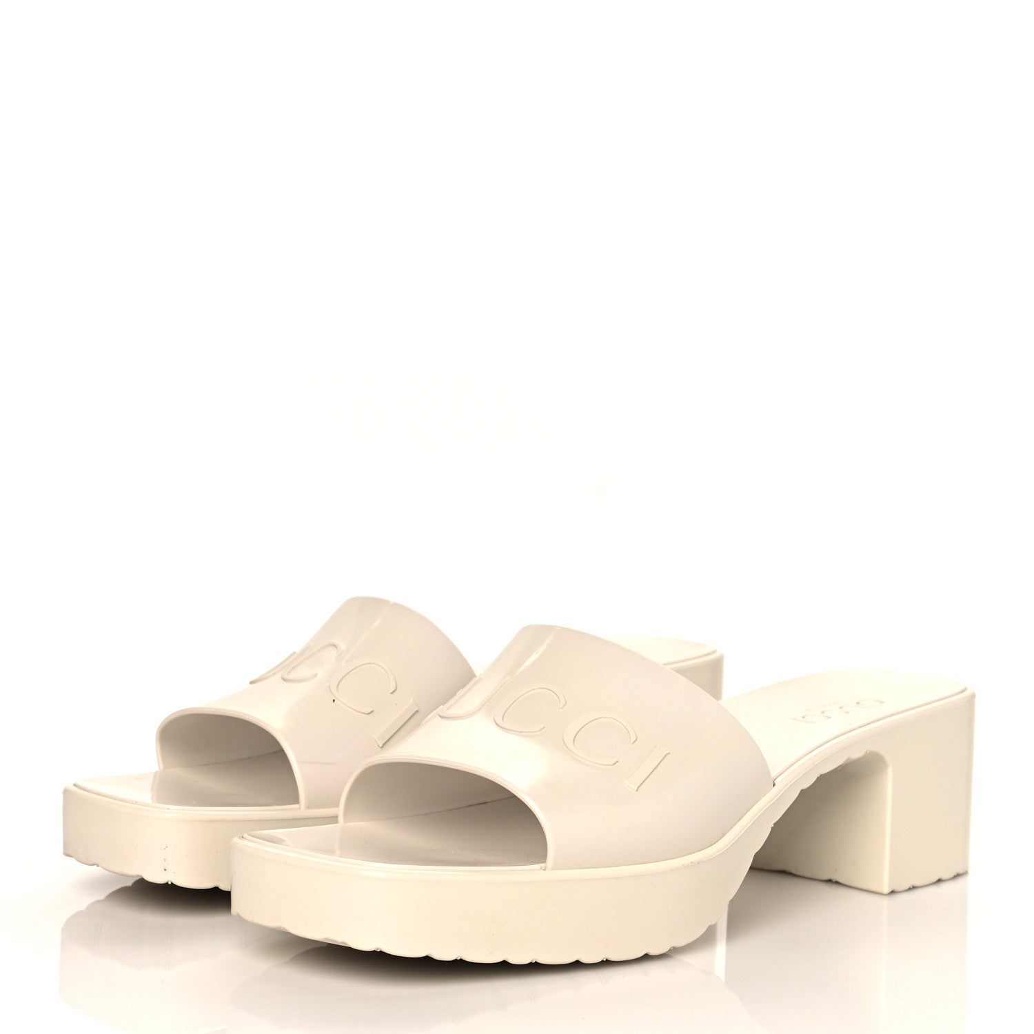 Gucci Rubber Gucci Logo Womens Platform 20/60mm Slide Sandals 40 Mystic White 3 of 8