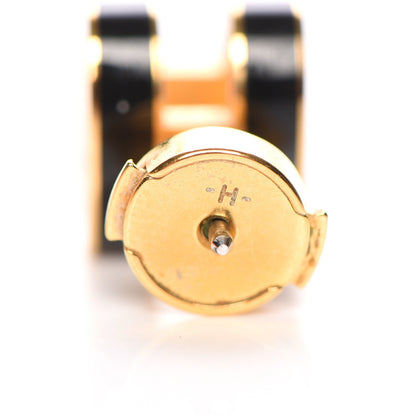 Hermes Gold Lacquered Pop H Earrings Black 4 of 5