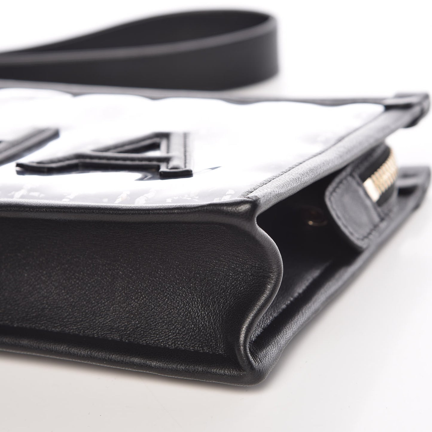 Tweed PVC Lambskin Wristlet Pouch Black