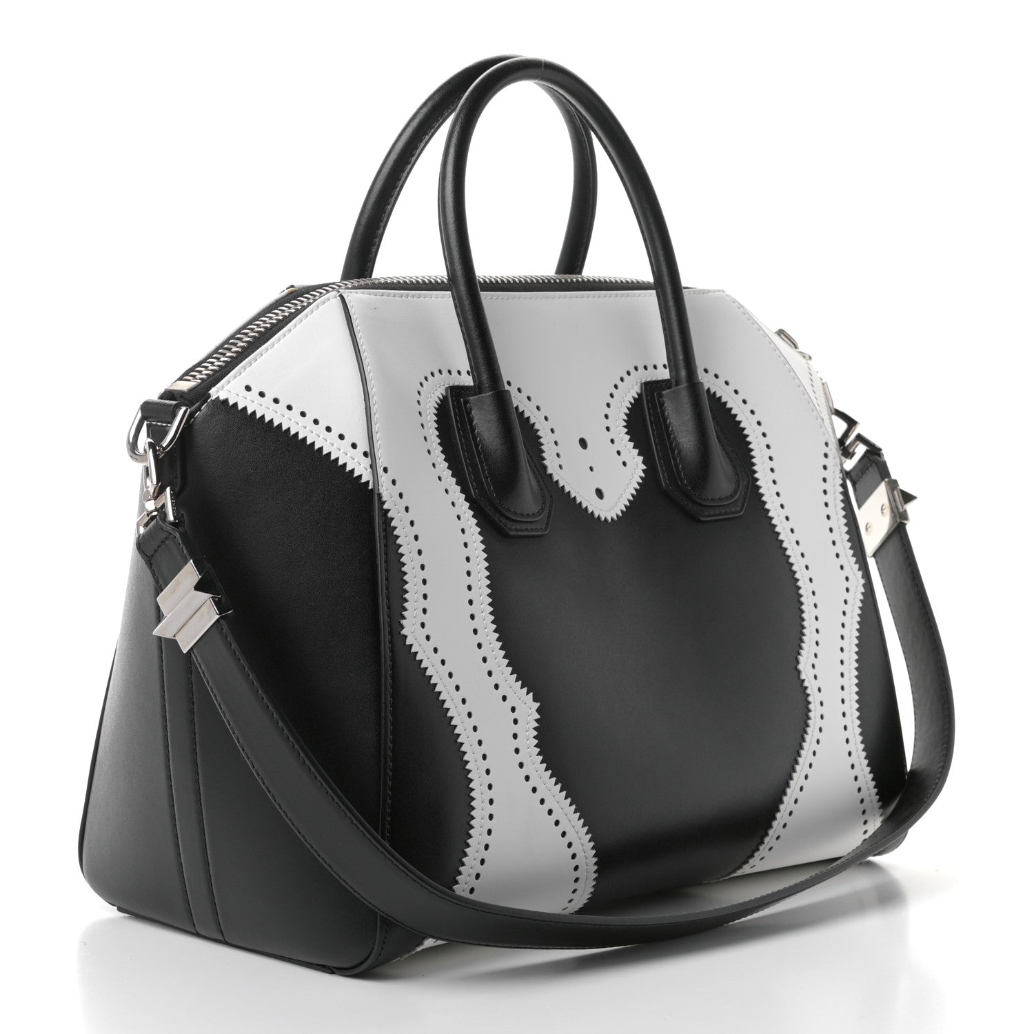 Givenchy Calfskin Brogue Medium Antigona Black White 2 of 13