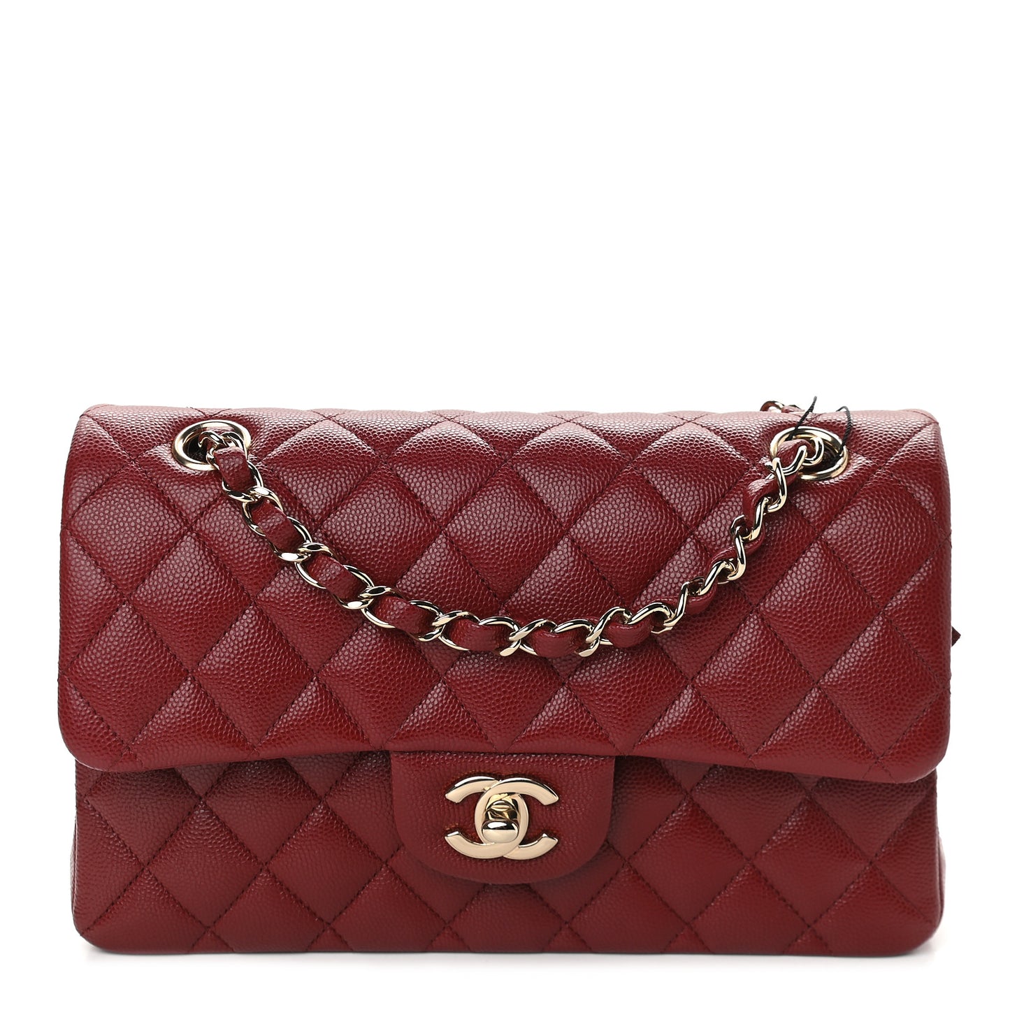 Caviar Quilted Small Double Flap Burgundy