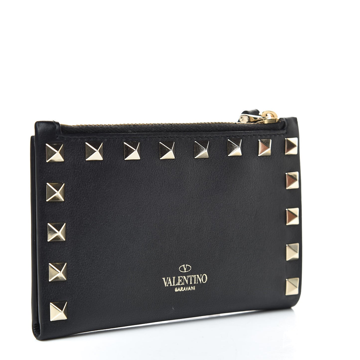 Vitello Rockstud Coin Case Card Holder Black