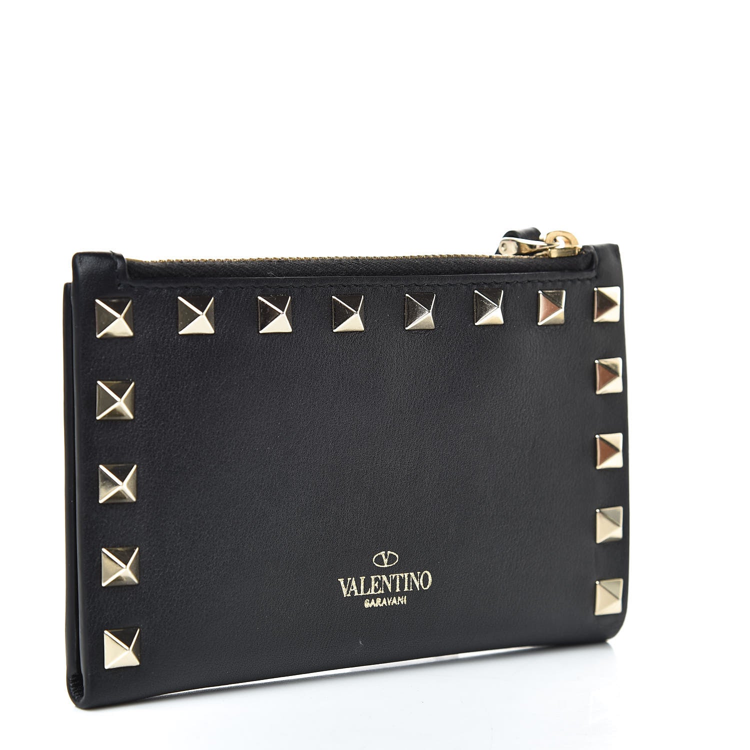 Valentino Garavani Vitello Rockstud Coin Case Card Holder Black 3 of 6