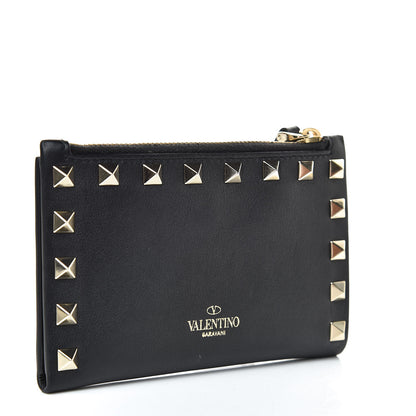 Valentino Garavani Vitello Rockstud Coin Case Card Holder Black 3 of 6