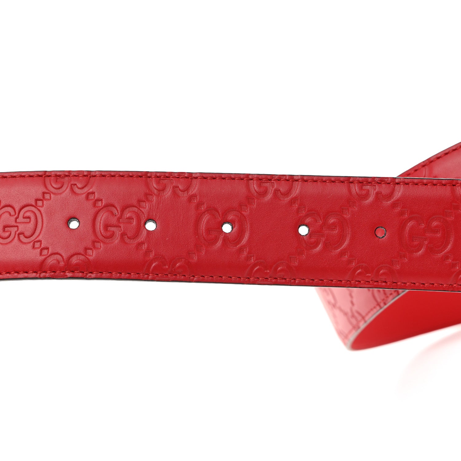 Gucci Guccissima Signature Interlocking G 37mm Belt 85 34 Hibiscus Red 5 of 7