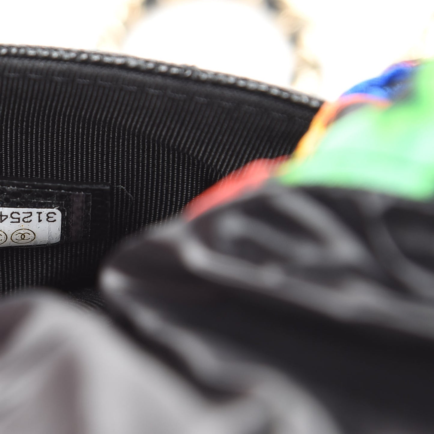 Caviar Fabric Quilted Foldable Tote With Chain Black Multicolor