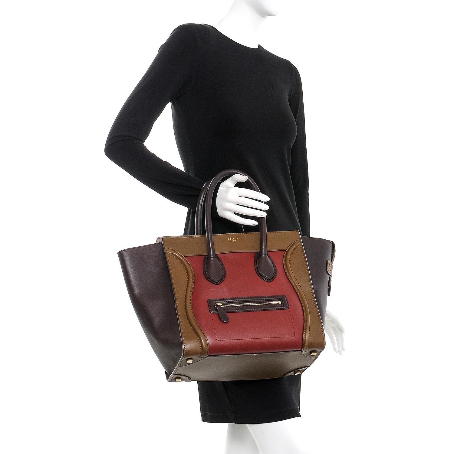 Celine Smooth Calfskin Mini Tri-Color Luggage Rust 2 of 8