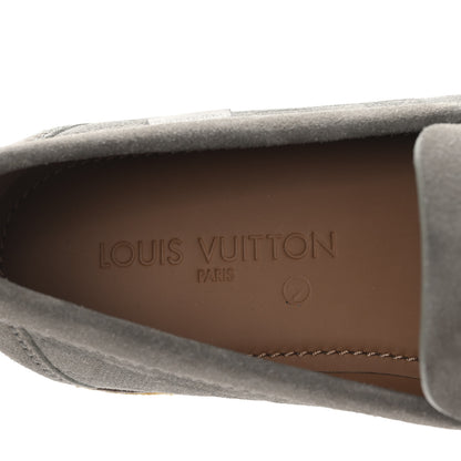 Louis Vuitton LOUIS VUITTON Suede Damier Mens Loafers 10 Grey 7 of 8