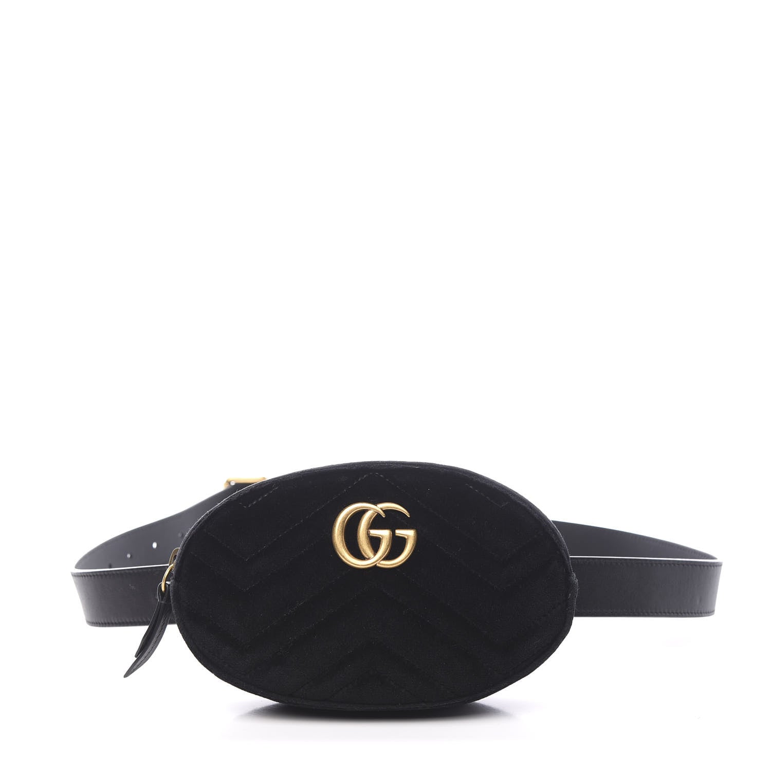 Gucci Velvet Matelasse GG Marmont Belt Bag 95 38 Black 1 of 11