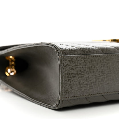 Saint Laurent Grain De Poudre Matelasse Chevron Large Monogram Satchel Earth 9 of 10
