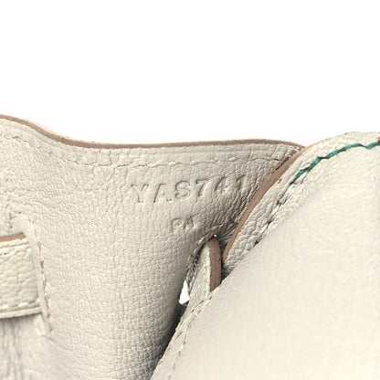 Hermes Chevre Mysore Horseshoe Birkin 25 Vert Vertigo Gris Perle 6 of 11