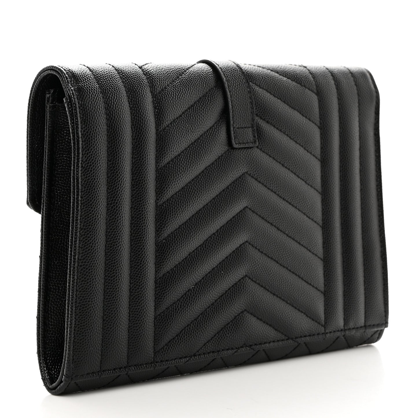 Grain De Poudre Textured Mixed Matelasse Triquilt Monogram Clutch Black