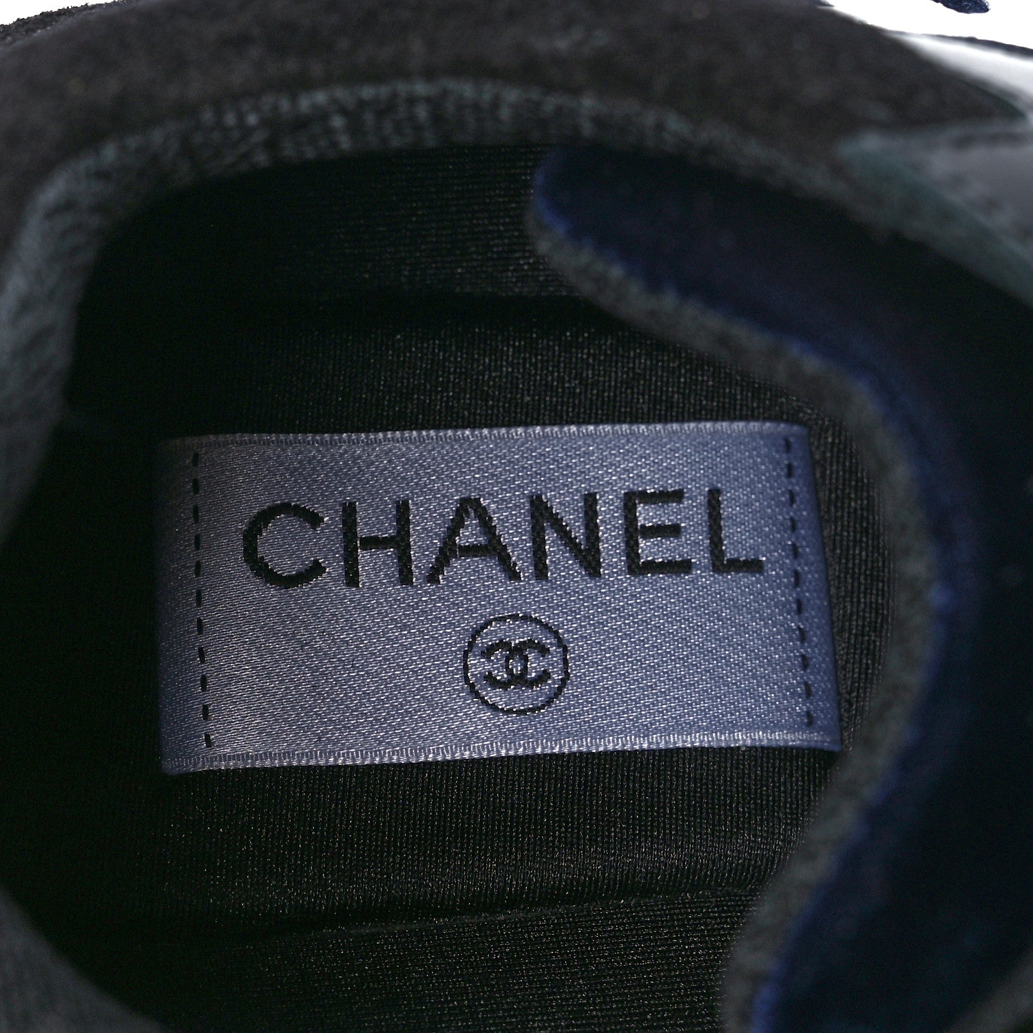 Chanel Suede Velvet Lambskin CC Sneakers 37.5 Black Blue Silver 7 of 9