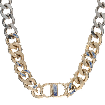 Christian Dior Metal Danseuse Etoile Chain Choker Necklace Gold Silver Blue 3 of 4