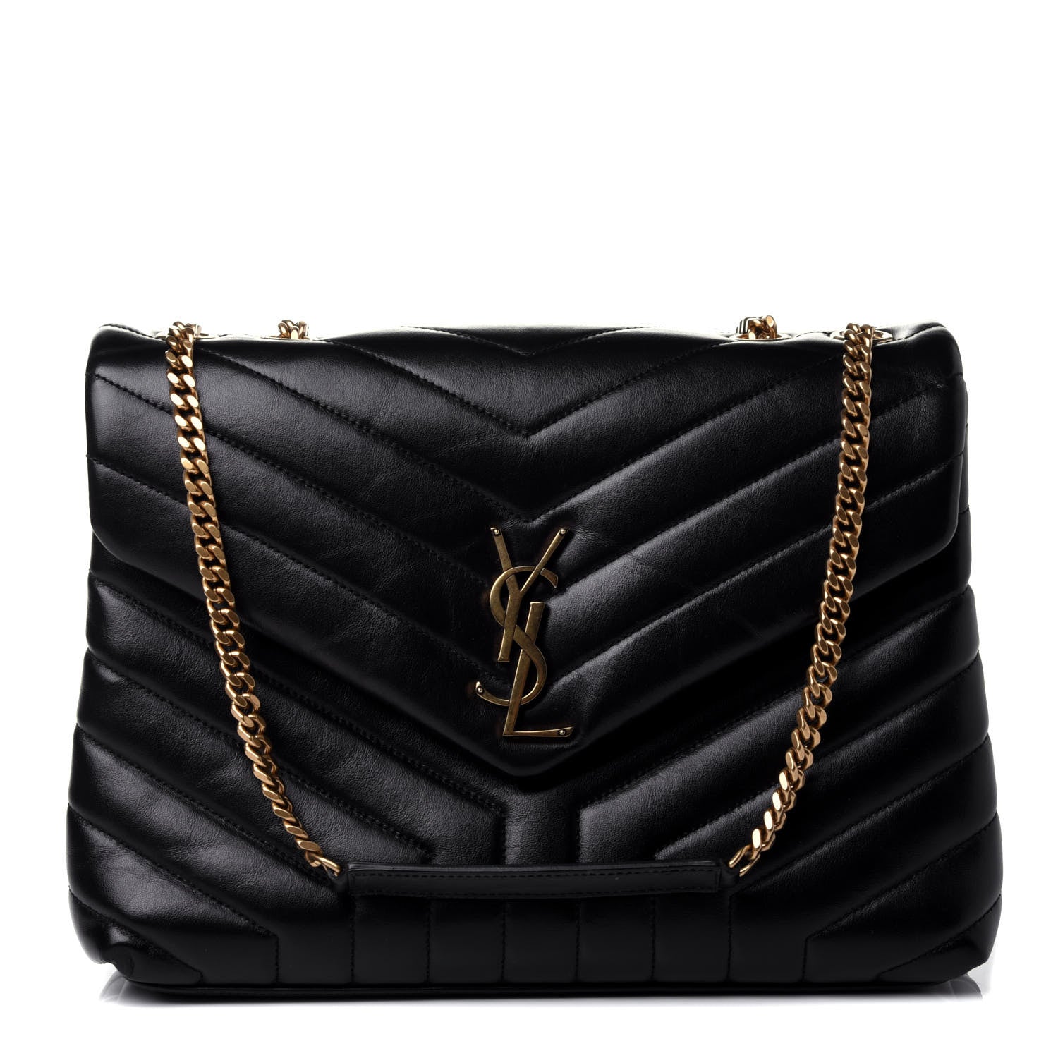 Saint Laurent Calfskin Y Quilted Monogram Medium Loulou Chain Satchel Black 1 of 5