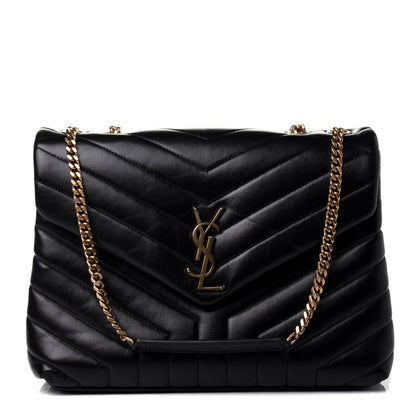 Saint Laurent Calfskin Y Quilted Monogram Medium Loulou Chain Satchel Black 1 of 5