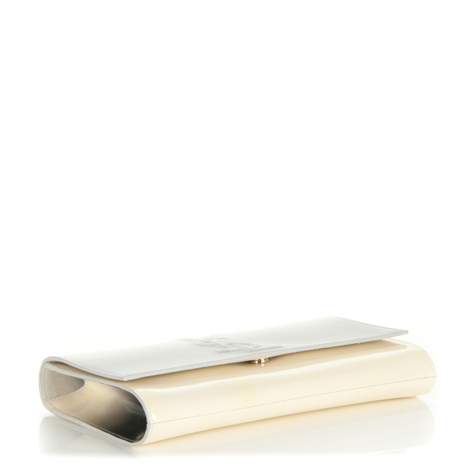 Saint Laurent Patent Calfskin Ombre Monogram Large Belle De Jour Clutch Ivory Black 4 of 7