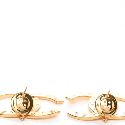 Chanel Metal Large Paris Button Earrings Gold 4 of 5