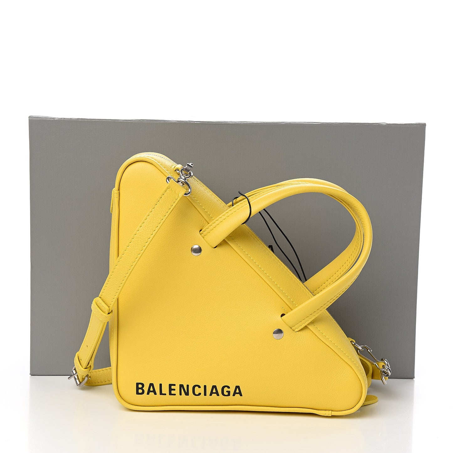 Shiny Day Calfskin Logo XS Triangle Duffle Jaune Black