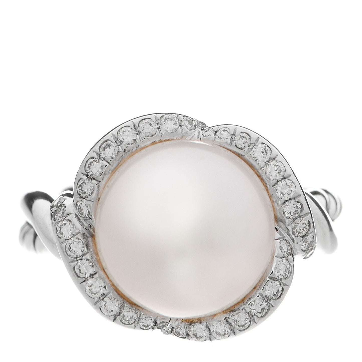Sterling Silver Diamond Pearl 11.5mm Ring 52 6