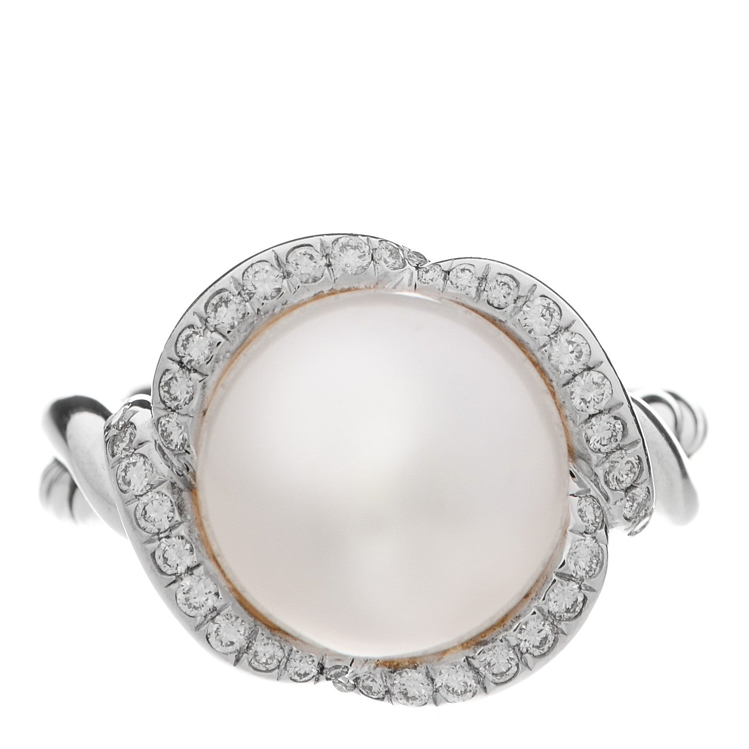 David Yurman Sterling Silver Diamond Pearl 11.5mm Ring 52 6 1 of 4