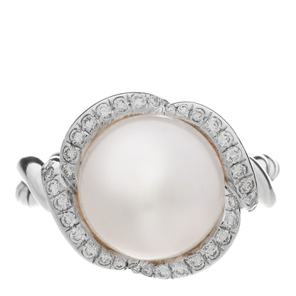 David Yurman Sterling Silver Diamond Pearl 11.5mm Ring 52 6 1 of 4