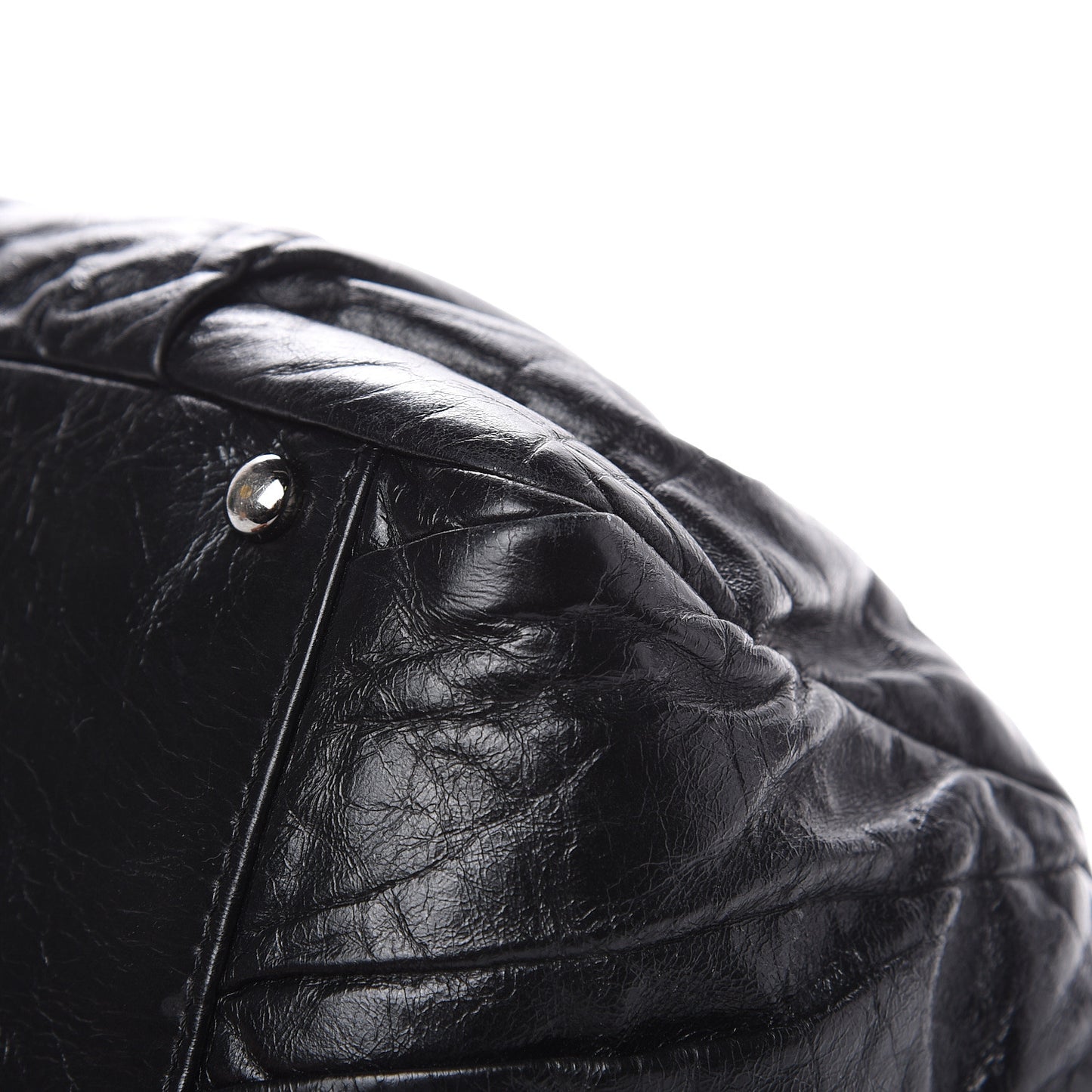 Glazed Calfskin Twisted Tote Black