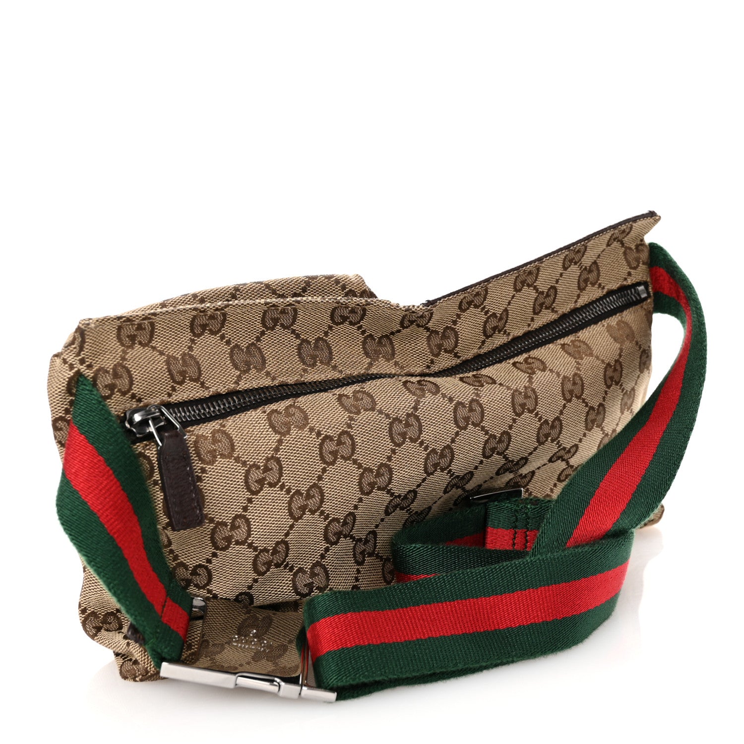 Gucci GG Monogram Web Double Pocket Belt Bag Dark Brown 3 of 10