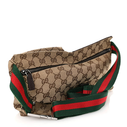 Gucci GG Monogram Web Double Pocket Belt Bag Dark Brown 3 of 10