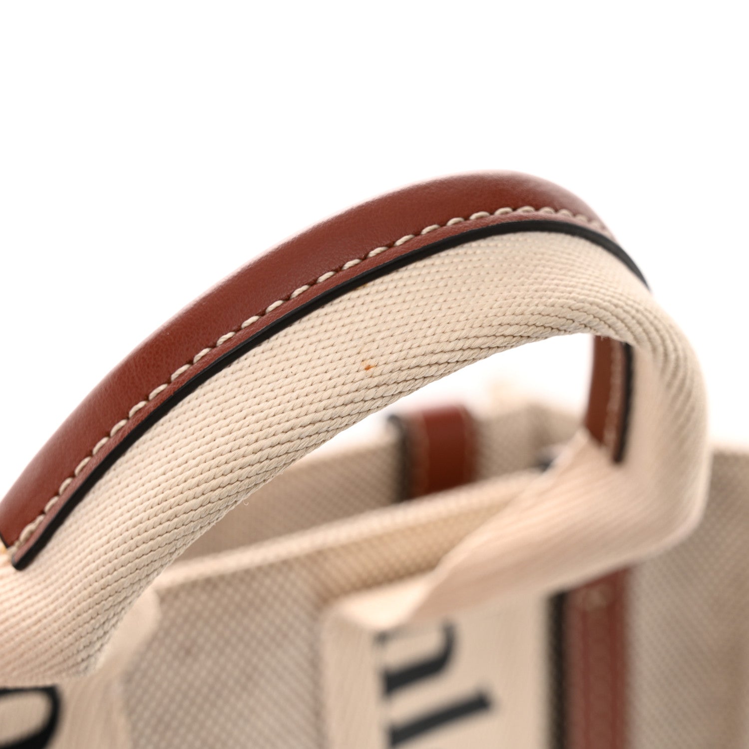 Chloe Cotton Calfskin Small Woody Ribbon Tote White Brown 12 of 12