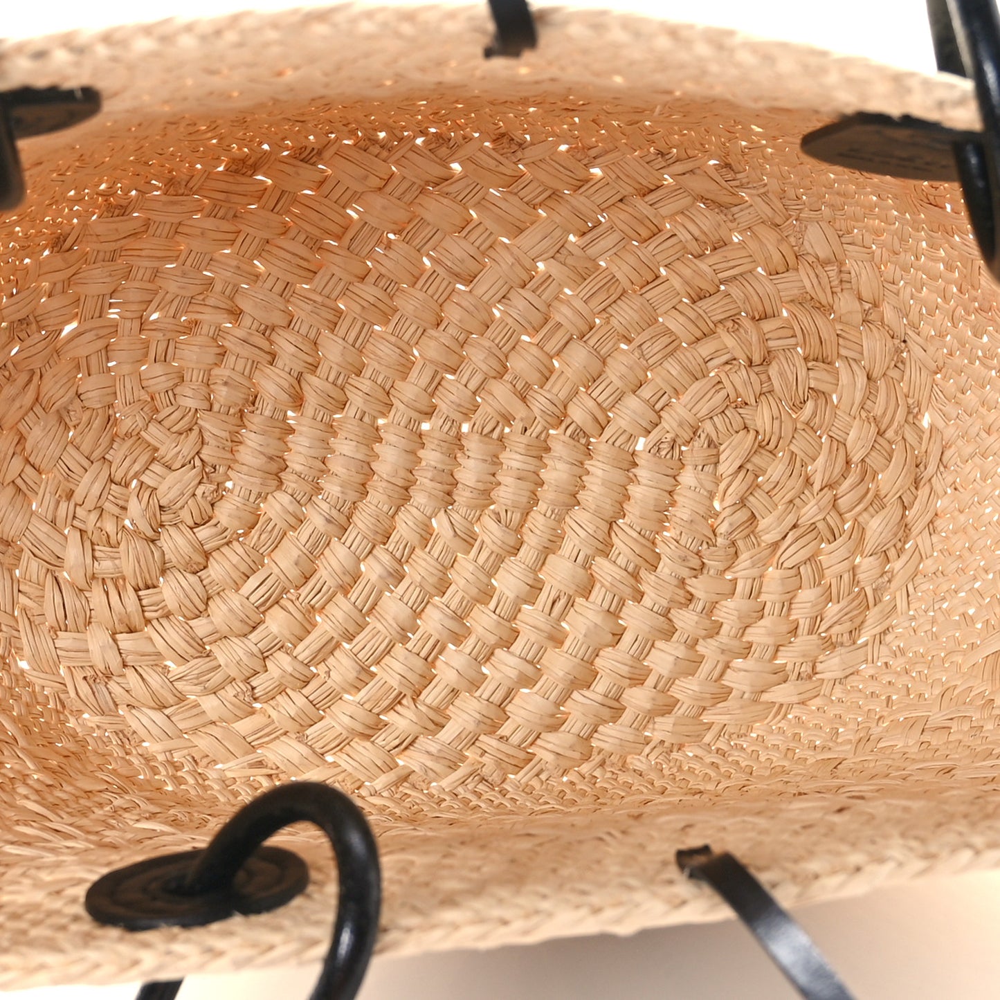 Calfskin Raffia Paulas Ibiza Small Anagram Basket Tote Bag Natural Black